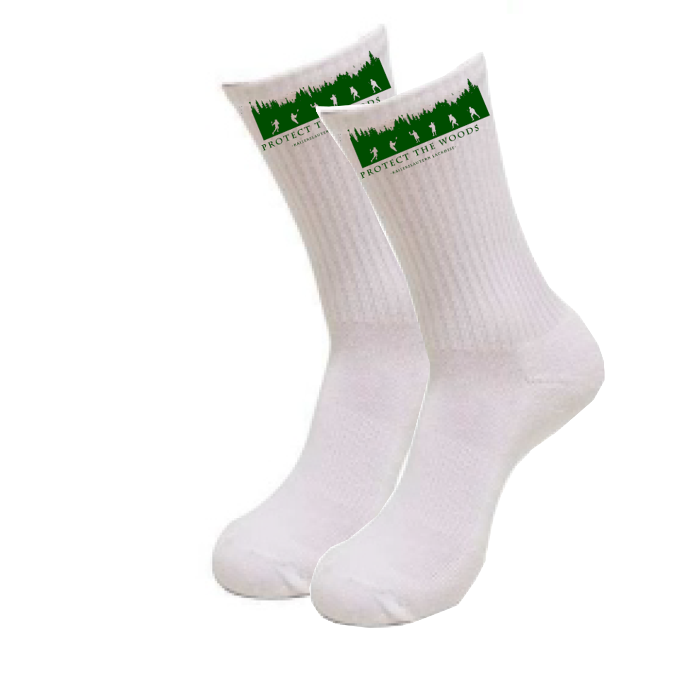 Socken weiß Inkl. Protect the woods Logo