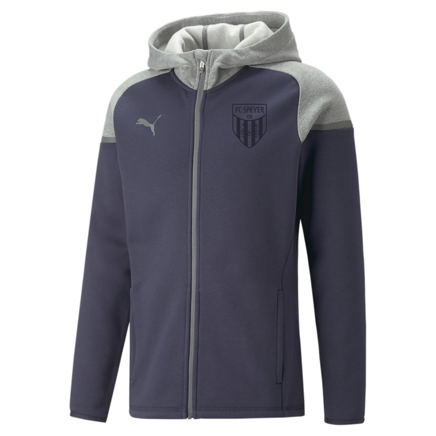 #LIFESTYLE - PUMA teamCUP Casuals Hooded Jkt Marine inkl. FC Speyer 09 Wappen Ton in Ton